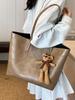 Bolso Tote de Moda Popular Simple Elegante con Puntadas Maillard para Mujer de Gran Capacidad Bolso de Hombro de Estilo Perezoso Retro