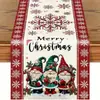 Caminho de Mesa de Natal Floco de Neve Boneco de Neve Padrão Árvore de Natal Toalha de Mesa de Poliéster Decoração de Feriado Sala de Estar Mesa de Centro Cozinha Mesa de Jantar