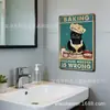 Letrero de lata estilo americano de gato chef de cocina peculiar, hecho a medida, hojalata verde envejecida, para decoración del hogar transfronteriza