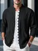 Camisa de lino para primavera y otoño transfronteriza de Amazon, de manga larga, cuello mao, transpirable, estilo casual, nueva camisa de estilo chino con bolsillos para hombre