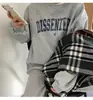 Sudadera de Cuello Redondo Otoño e Invierno Coreana Transfronteriza para Mujer Estilo Casual de Moda Estampado de Letras Forro Polar Manga Larga Tops de Estudiante Venta al por Mayor