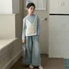 Conjunto de Primavera y Otoño para Niñas 2026 Nueva Moda Estilo Primavera para Niñas Chaleco de Punto y Pantalones de Mezclilla Conjunto Transfronterizo