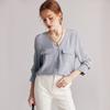 Camisa de Seda para Mujer 2026 Primavera y Verano Nuevo Estilo 100% Crepé de China Color Sólido Cuello en V Simple y Elegante Camisa de Seda de Morera