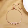 Moda Europea y Americana Joyería de Cobre Blanco Figura de Infinito Amor Pulsera de Ocho para Mujer, Diseño de Nicho Estilo Ins, Pulsera de Personalidad Ajustable