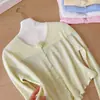 Cardigan de Punto Exterior de Manga Larga Transpirable Fresco y Dulce Estilo Delgado Rosa para Mujer Ropa de Abrigo de Verano Negro