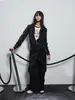 Sudadera tipo cárdigan con rayas negras y grises, costuras con ojales, cuello alto, estilo punk, puños y dobladillo acanalados, chaqueta ligera para hombres y mujeres