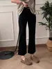 Jeans Acampanados Negros de Nueve Puntos para Mujer en Otoño, Talla Grande, Figura de Pera, Cintura Alta, Efecto Adelgazante, Pantalones Acampanados con Estiramiento en Cuatro Direcciones