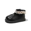 Botines con Adorno de Encaje para Niña 2026 Otoño/Invierno Botas de Algodón con Felpa Estilo Coreano Botas de Princesa para Niños Botas Martin para Bebé