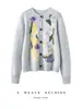 Otoño e Invierno Nuevo Estilo Cachemir para Mujer Tejido Cuello Redondo Un Botón Bloque de Color Jacquard Corte Delgado Moderno Versátil Blanco