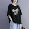 Excedente de Stock de Comercio Exterior Transfronterizo, Camiseta de Manga Corta de Marca Grande para Mamá, Top Elegante de Media Manga para Personas de Mediana Edad y Mayores, Blusa de Corte Holgado