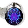 Llavero Exquisito de Cristal Luminoso Símbolo de las Doce Constelaciones Libra Bola Redonda de Cristal Llavero de Capricornio