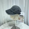Sombrero de pescador de mezclilla lavado desgastado retro para mujer primavera y verano versátil para hacer que la cara se vea pequeña, protección solar, cubierta, sombrero de cubeta, sombrero para el sol