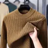 Suéter de malha gola alta masculina atacado transfronteiriço, novo suéter casual jacquard canelado de outono e inverno para sobreposição