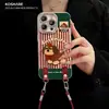 Cordón a Rayas Navideñas para Cachorro Adecuado para Funda de Teléfono Móvil Serie Apple 17 Iphone15Promax Lindo 16 Otoño e Invierno