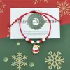 Pulseiras de Natal Mais Vendidas na Europa e América, Sino, Floco de Neve, Peças de Liga de Zinco e Argila Polimérica do Papai Noel, Pulseiras Trançadas à Mão