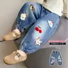 Jeans bordados de oso estilo coreano para niñas, pantalones largos elegantes de moda para otoño e invierno 2026 para niñas pequeñas
