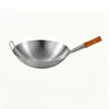 Wok de Acero Inoxidable con Mangos de Acero Sin Recubrimiento Esencial para Cocina Doméstica Comercial Hotel Restaurante Comedor Sartén para Saltear