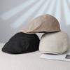 Gorra Plana de Algodón y Lino Vintage Estilo Británico para Mujer Estilo Japonés Combinable Gorra Newsboy Que Afina el Rostro Pequeña Uso Inverso Gorra de Pato Bailey Moderna