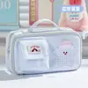 Estojo de lápis portátil de grande capacidade com abertura grande, design em camadas, estampa de nuvem e maçã em desenho animado, bolsa de armazenamento estilosa e portátil