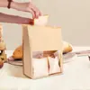 Bolsa de Papel Kraft Personalizada para Pan con Ventana para Tostadas, Cierre de Alambre, Bolsa de Empaque para Productos Horneados, Croissant, Bolsa de Papel Auto-Sellante