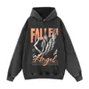 Sudadera con capucha y estampado estilo callejero retro lavado vintage europeo y americano, Marca de moda de alta calle, Sudadera con capucha holgada extragrande