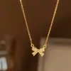 Nuevo Collar Colgante de Estrella con Lazo y Borla Estilo Hada Moda Femenina Simple de Gama Alta Lujo Ligero Cadena para Clavícula