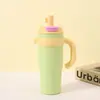 Taza de hielo con pajilla de gran capacidad Dopamine, tamaño extragrande, taza térmica de alto valor, personalizable, taza de agua portátil con asa para coche