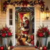 Qzbmt132 Cortina Decorativa de Puerta de Papá Noel Transfronteriza Banner de Decoración para Fiesta Navideña Cortina de Puerta de Tela Colgante para Puerta de Madera