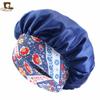 Gorro de noche de satén estampado de estilo étnico con ala ancha elástico para el cuidado del cabello, gorro de belleza y maquillaje JDB-405B-3