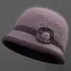 Chapéu de Inverno Feminino 2026 Novo Estilo Chapéu Balde de Proteção contra Frio Chapéu Quente de Mãe Meia-idade e Idosos Chapéu de Lã Tricotado Espessado com Veludo