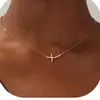 Amazon Transfronterizo Nuevo Collar Cruz Pequeño Colgante Lateral Largo Estilo Retro Francés Joyería para Mujer