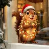 Adhesivo Estático Navideño de Ardilla para Ventana, Sin Pegamento, No Daña el Vidrio, Decoración de Atmósfera Festiva para Ventanas del Sala de Estar
