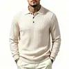 2026 Novo Suéter Masculino de Malha Canelada Plus Size Outono/Inverno com Gola Dobrável, Tricô Casual, Camisa Básica Fashion