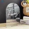 Letrero de Exhibición de Tarjetas de Lugar Acrílico Transparente en Forma de Arco, Letrero de Indicación de Mesa de Fiesta Impreso en UV a Mano, Letrero de Banquete de Bodas