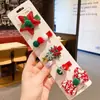 Nuevo Pasador de Navidad con Lazo Lindo Adorno para el Cabello de Dibujos Animados Tela Campana Reno Copo de Nieve Árbol de Navidad Set de Pasadores