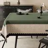 Mantel Estilo Vintage, Impermeable, Resistente al Aceite, No Lavable, Nuevo Modelo 2025, Lujo Ligero, Sensación de Alta Gama, Cubierta Retro Verde para Mesa de Comedor y Mesa de Café