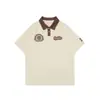 Camiseta Retro Americana Masculina Nova Verão 2025 Camiseta de Manga Curta com Gola Polo Design Solto Top