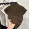 Tops de Punto de Manga Corta con Cuello Semi Alto para Mujer Ropa de Primavera 2025 Elegantes con Efecto Adelgazante Tops Interiores para Mujer