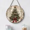 Adornos Navideños Creativos Transfronterizos Artesanías de Madera Cartel Redondo para Puerta Serie Colgante de Madera 20Cmos Colgante