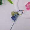 Chaveiro Exclusivo de Hortênsia Tecido à Mão com Gradiente e Nó de Diamante Acessório Estilo Xizang Pingente para Bolsa Ornamento Anel Franja Ornamento para Pendurar