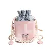 Bolso de Cubo con Cordón para Mujer, Nuevo Estilo, Bolso Cuadrado Pequeño de Mano con Perlas, Bolso de Hombro Cruzado Versátil y Elegante con Mariposa