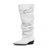 Primer Encuentro Ji Da Tong Wei Botas Apiladas Puntiagudas con Pliegues 2026 Nueva Llegada de Primavera Diseño de Nicho Estilo Coreano Botas Largas para Mujer Caña Alta