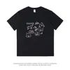 Camiseta Estampada Retro Americana de Verão Masculina, Gola Redonda, Caimento Solto, Manga Curta Colorida, Marca Tendência, Estilo Ins Unissex