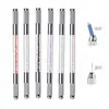 Caneta Manual de Cristal com Ponta Dupla para Sombra de Sobrancelhas, Caneta de Uso Duplo com Agulha Redonda para Bordado de Sobrancelhas, Ferramenta Suporte de Caneta
