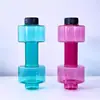 Novo Copo de Água Haltere Criativo Esportivo Plástico Copo Haltere Aparência Premium Outdoor Esportes Garrafa de Água Fabricante Atacado