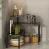Estante de esquina para cocina con escalones, especiero de encimera multicapa, estante de almacenamiento para el hogar para tazones, platos, ollas y condimentos