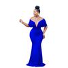 C6587 Transfronterizo AliExpress Amazon Moda Europea y Americana para Mujer Vestido de Color Sólido Hombros Descubiertos Escote en V Profundo Espalda Descubierta Cola de Pez