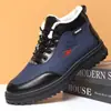 Nova coleção de inverno: sapatos/botas de neve masculinos de cano alto, forrados com fleece, sola grossa, antiderrapantes, quentes e impermeáveis, de algodão