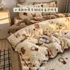 Juego de colcha acolchada de terciopelo de leche para invierno, incluye una funda de edredón de forro polar coral engrosada y cálida, ropa de cama de forro polar reversible de una sola pieza