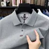 Nueva Camisa Polo de Algodón Puro de Manga Larga para Hombre Otoño 2026, Versátil Camiseta de Color Sólido con Cuello Campana para Hombre de Negocios Casual de Mediana Edad